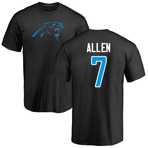 Carolina Panthers Men Black Kyle Allen Name and Number Logo NFL Football #7 T Shirt->women nfl jersey->Women Jersey